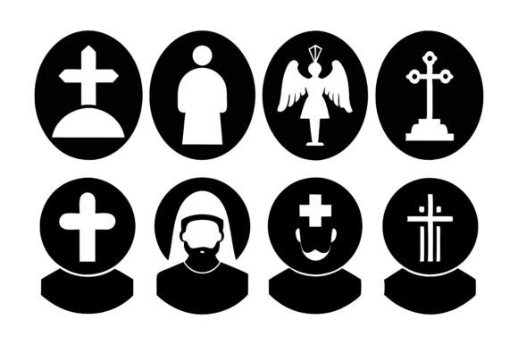 Christian Silhouette Vector Icon Bundle