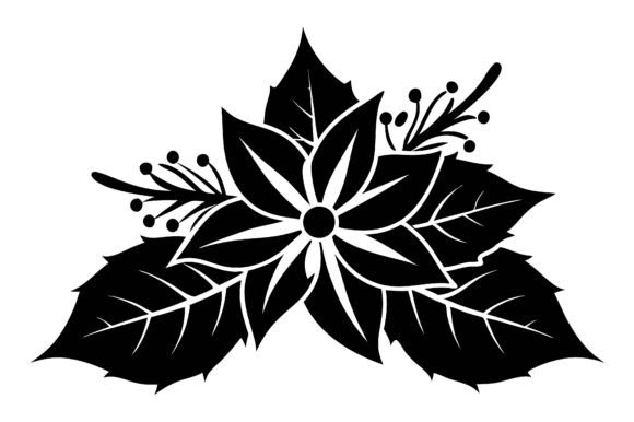 Christmas Flower with Leaf Silhouette: A Timeless Design for Festive Creativity