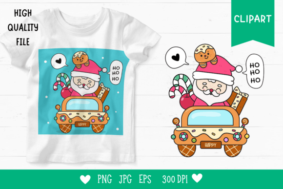 Cute Santa on Car Gift Box Gingerbread: A Festive and Functional Digital Design
