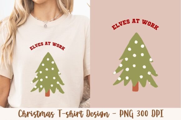 Elves at Work Christmas Tree 4: A Versatile and Festive Graphic for Print-on-Demand Creations
