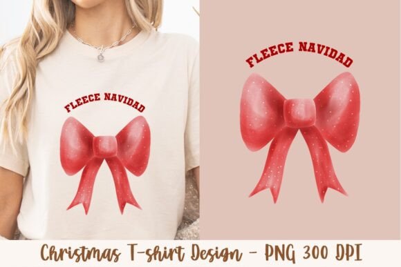 Fleece Navidad Red Bow Glitter: A Versatile Christmas Graphic for Product Design and Print-on-Demand