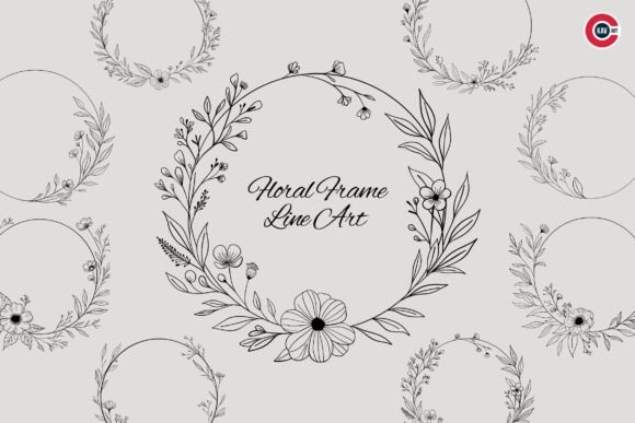 Floral Frame Line Art Illustration Design: Elevate Your Projects with Timeless Elegance
