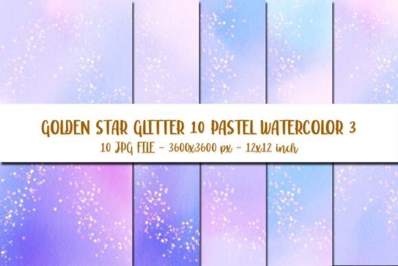 Gold Star Glitter 10 Pastel Watercolor Digital Papers: A Versatile Resource for Creative Projects