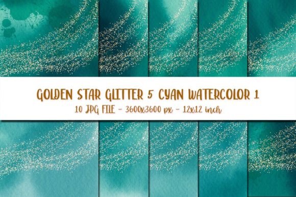 Golden Star Glitter 5 Cyan Watercolor 1: A Versatile Digital Paper for Modern Creativity and Branding