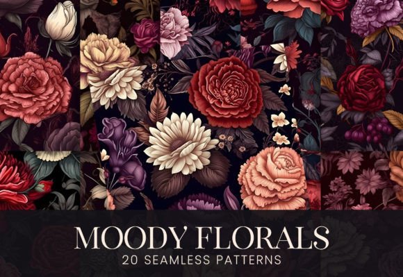 Moody Florals Dark Gothic Botanicals: A Versatile Resource for Creative and Commercial Use