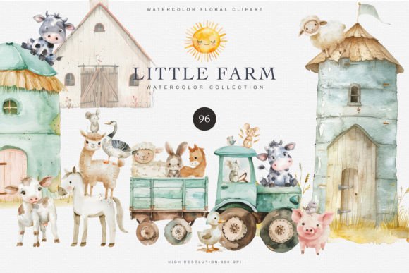 Nursery Little Farm Animal Clipart Set for Creative Projects