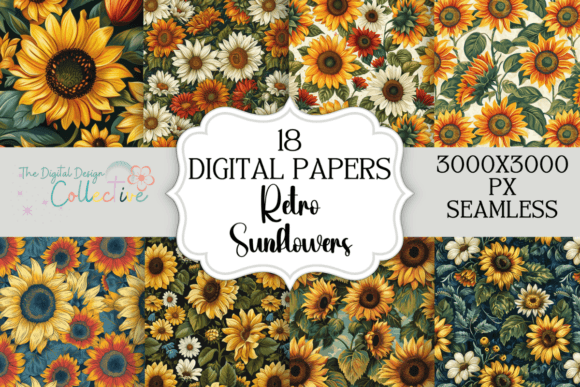 Retro Sunflowers Seamless Pattern Papers: A Versatile Design Resource for Modern Creatives
