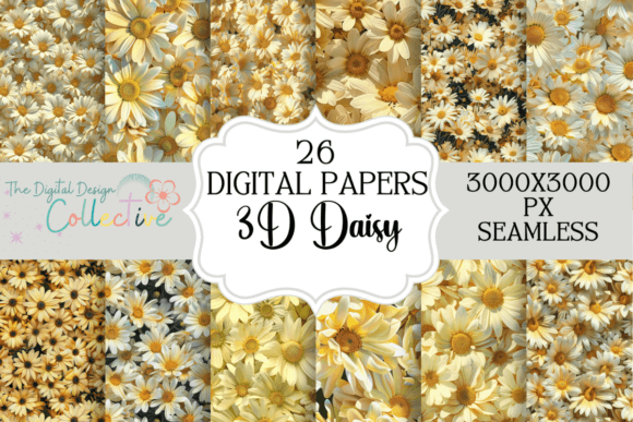 Seamless 3D Daisy Flower Meadow Papers: A Versatile Design Resource for Creative Projects