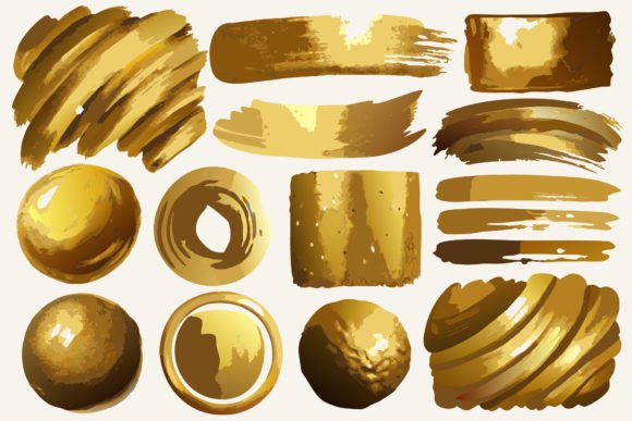 SVG Set of Gold Shining Brush Strokes