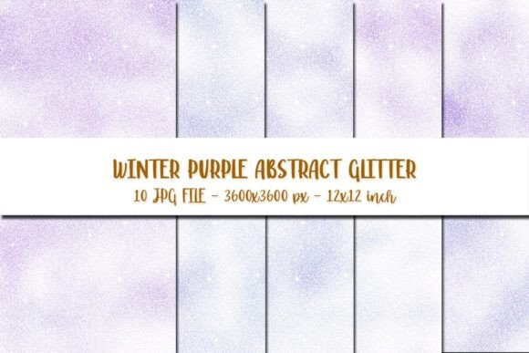 Winter Purple Abstract Glitter Digital Papers for Creative Uses